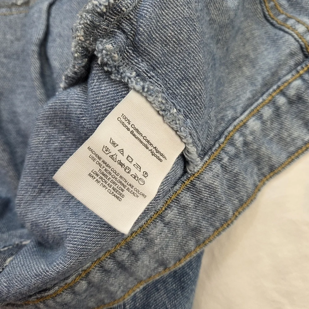 Free People Bedford Blue Denim Cropped Jean Jacket Women size S - Picture 10 of 15